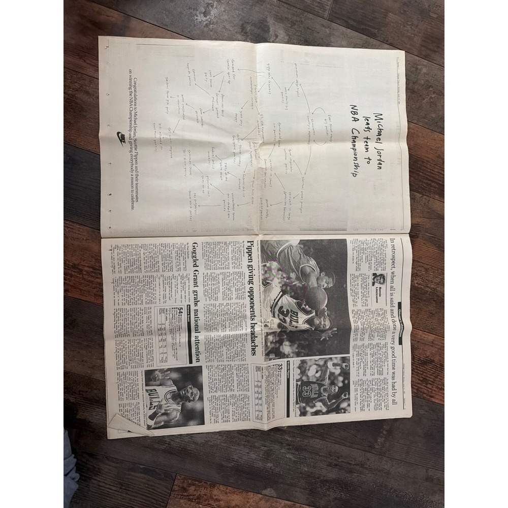 1991 Chicago Tribune Champions Newspaper Chicago Bulls Michael Jordan NBA Finals - Picture 3 of 9